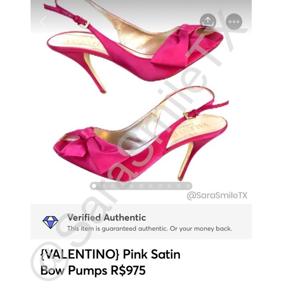 {VALENTINO GARAVANI} Bright Pink Satin Bow Open Toe Slingback Stiletto Pumps - Picture 2 of 13